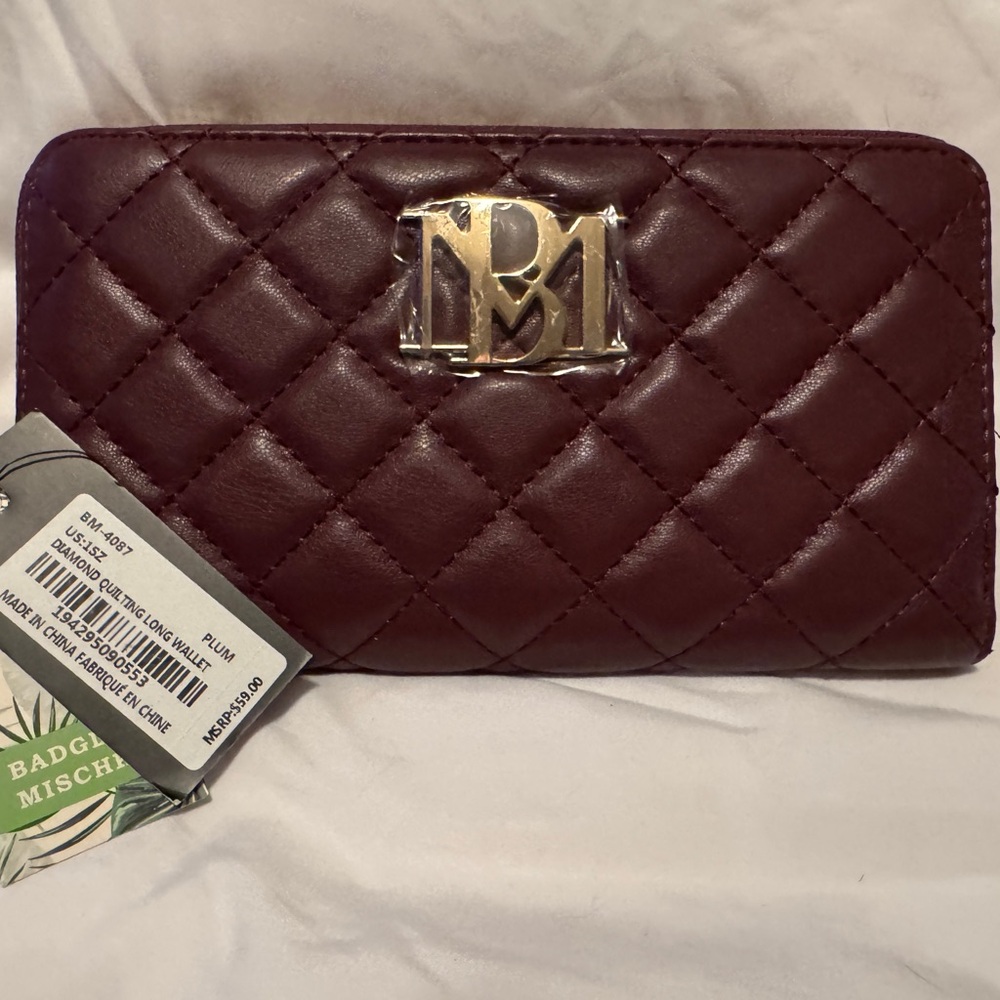 Badgley Mischka Quilted Plum Wallet